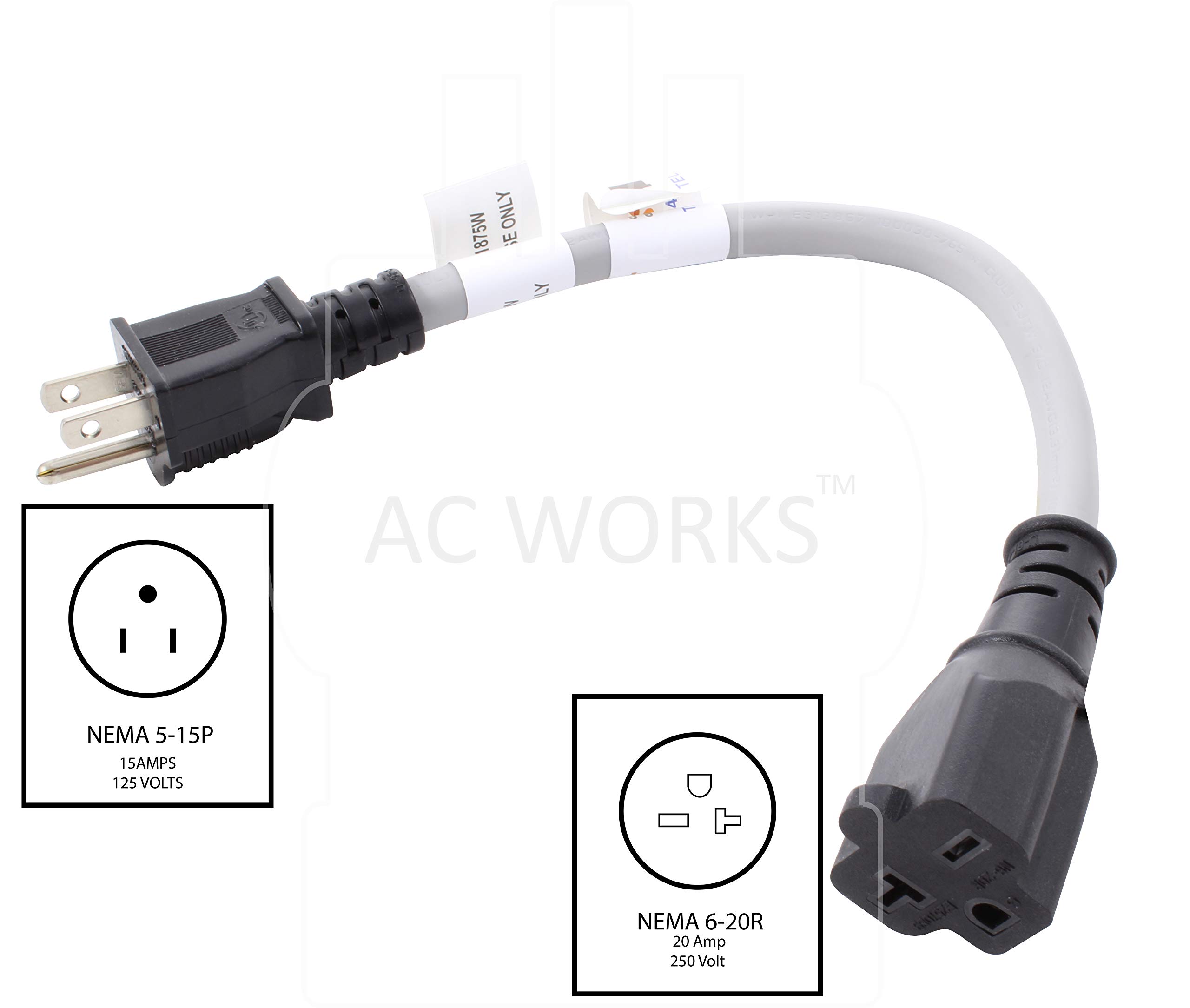 AC WORKS [EV515620-012] 1FT 12/3 EVSE Upgrade EV Charging Adapter